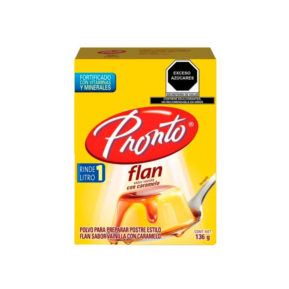 Polvo para preparar postre estilo flan sabor vainilla con caramelo Pronto (136 g / 4.79 oz) - Miniatura 3