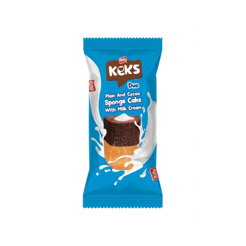 Pastel de chocolate y vainilla relleno de crema de leche Bifa Keks Duo (40 g / 1.41 oz) - Miniatura 1