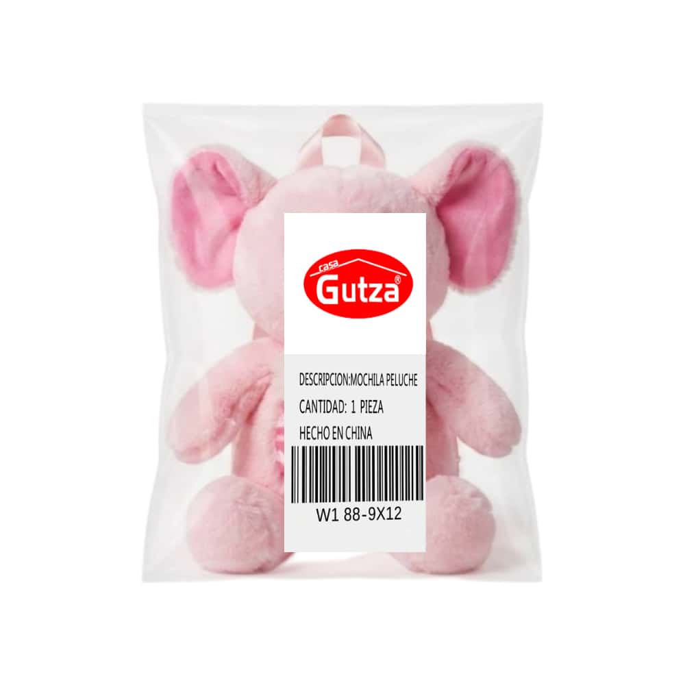 Mochila infantil de peluche estilo elefante rosada Gutza - Miniatura 4