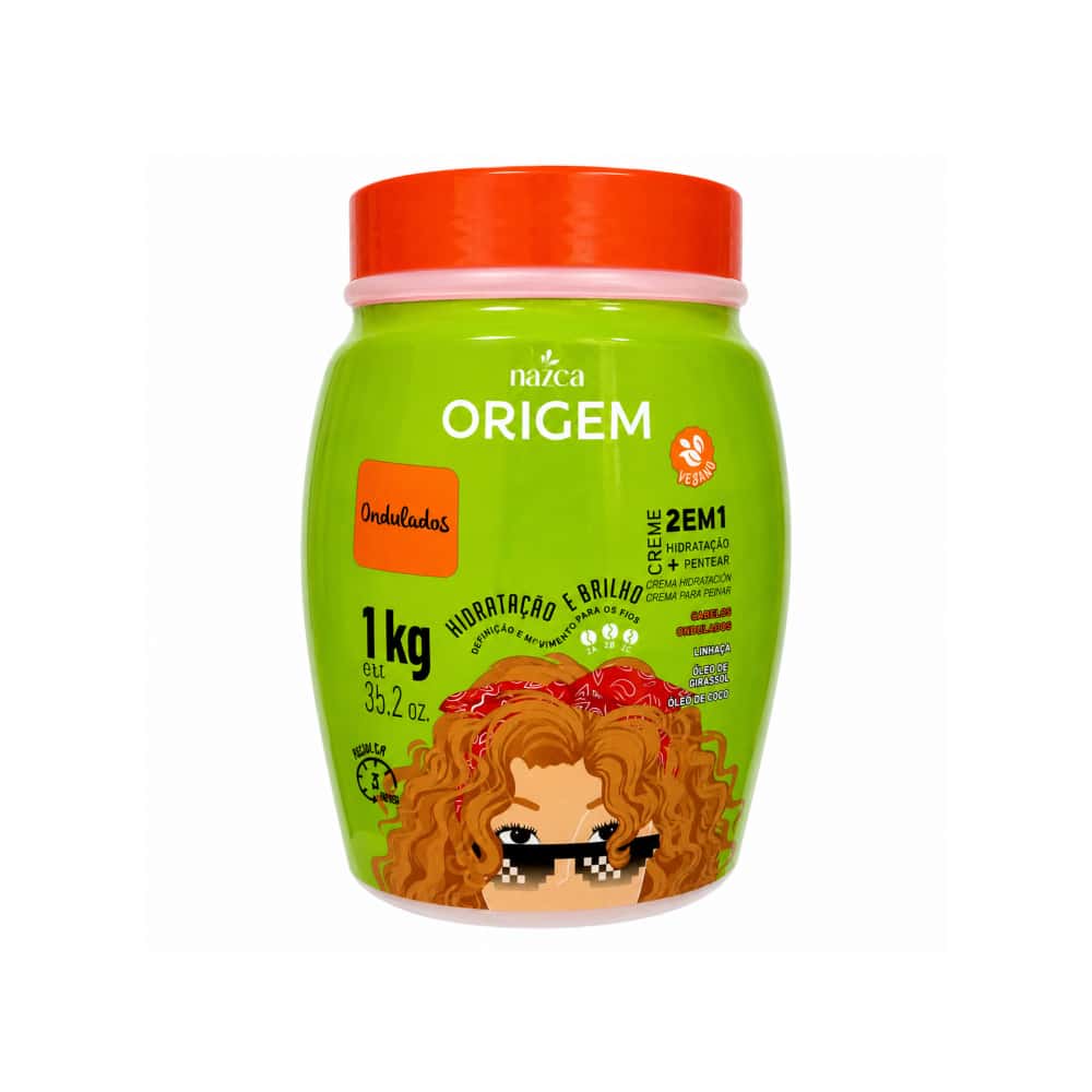 Crema 2 en 1 de hidratación y peinado para cabellos ondulados Nazca Origem (1 kg / 2.2 lb) - Miniatura 1
