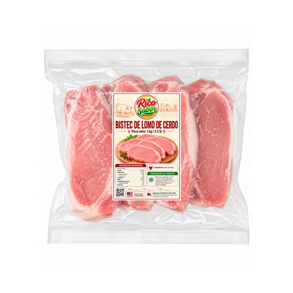 Bistec de lomo de cerdo Rico Sabor (1 kg / 2.2 lb) - Miniatura 1