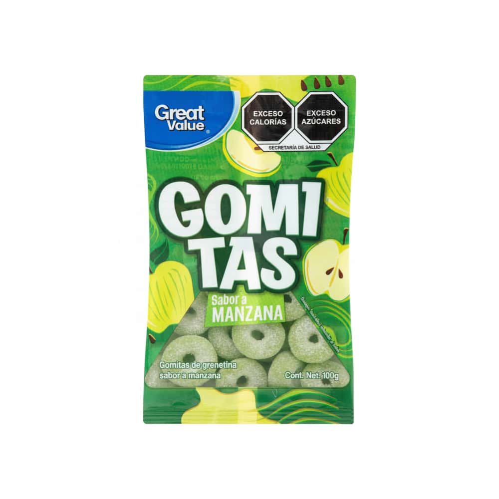 Gomitas de grenetina sabor a manzana Great Value (100 g / 3.5 oz) - Miniatura 3