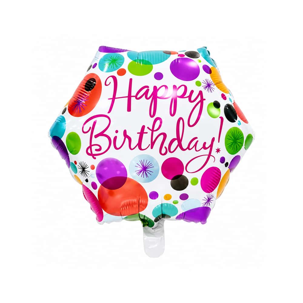Globo hexagonal con cartel de Happy Birthday Ballon (18 pulgadas) - Miniatura 1
