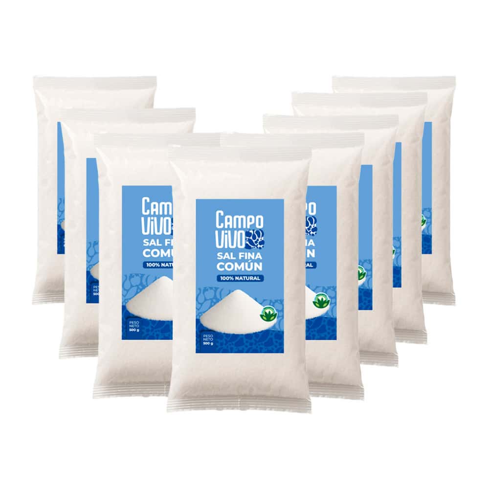Sal fina común Campo Vivo (8 x 500 g / 1.1 lb) - Miniatura 1