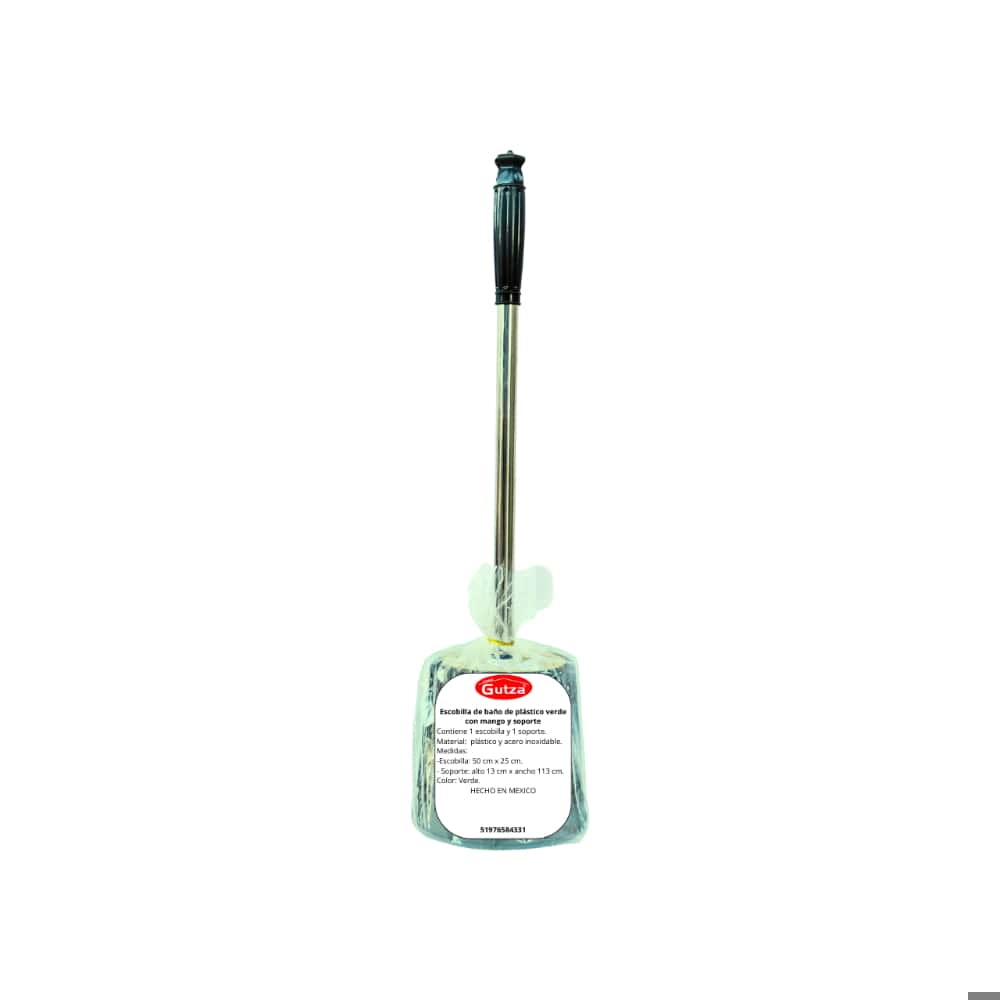 Escobilla de baño de plástico verde con mango y soporte Gutza - Miniatura 3