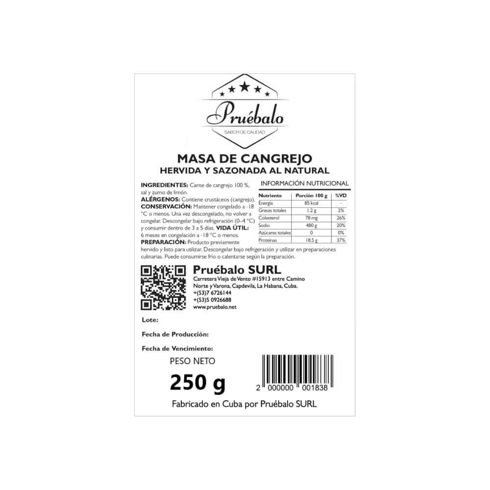Masa de cangrejo hervida y sazonada al natural Pruébalo (250 g / 8.81 oz) - Miniatura 3