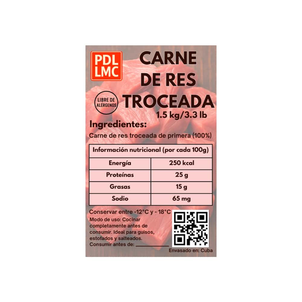 Carne troceada de res de primera PDL LMC (1.5 kg / 3.3 lb) - Miniatura 3