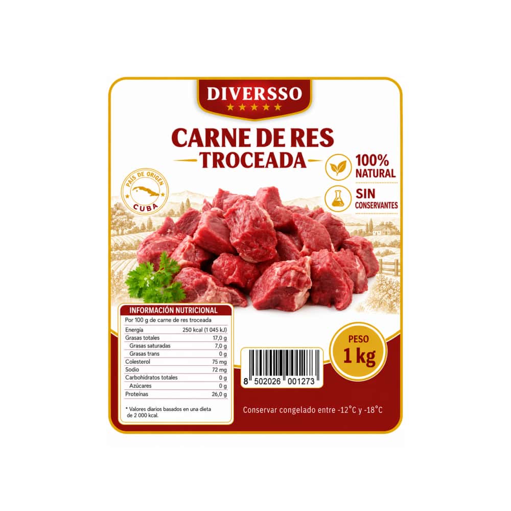 Carne de res troceada seleccionada Diversso (1 kg / 2.2 lb) - Miniatura 4