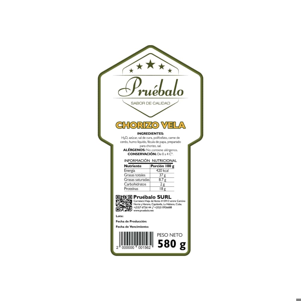 Chorizo vela Pruébalo (580 g / 1.27 lb) - Miniatura 3