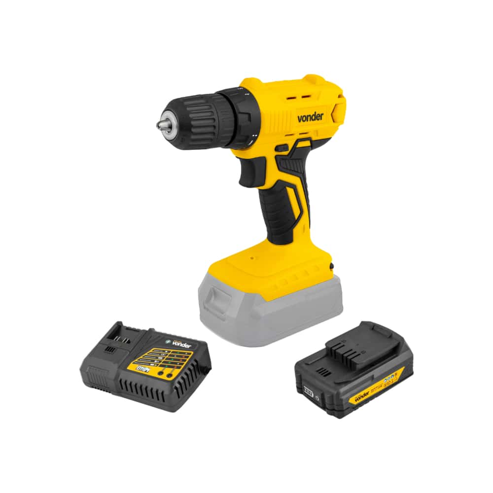 Taladro atornillador inalámbrico de 3/8'' de 18 V IPFV1851 + Batería IBV1802 de 18 V + Cargador de batería rápido de 18 V ICBV1806 Vonder - Miniatura 1
