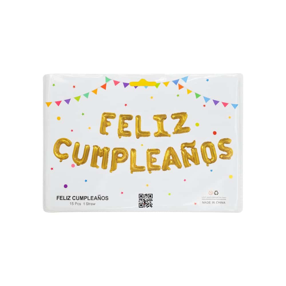 Cartel de Feliz Cumpleaños color dorado de 16 pulgadas Balloon - Miniatura 3