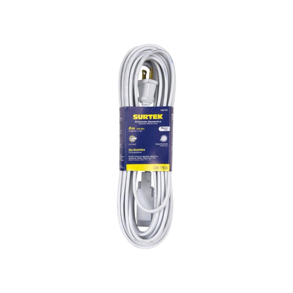 Extensión eléctrica doméstica color blanco 8 m Surtek 136145 - Miniatura 2