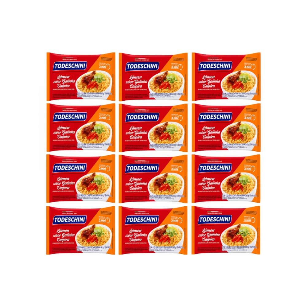 Fideos instantáneos sabor a pollo de corral Todeschini (12 x 85 g / 2.99 oz) - Miniatura 1