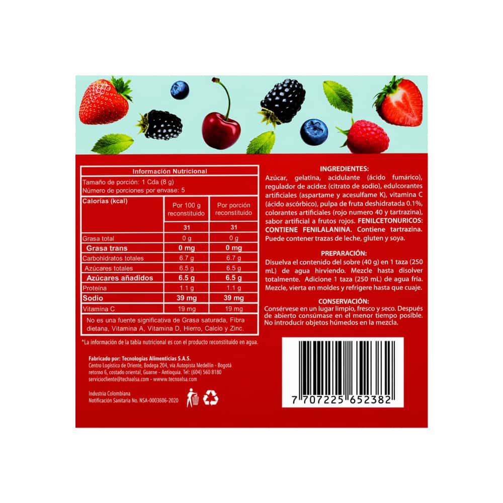 Gelatina sabor a frutos rojos Boom (40 g / 1.4 oz) - Miniatura 2