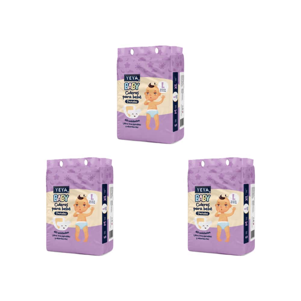 Pañales desechables para bebé talla L YEYA (3 x 40 U) - Miniatura 1