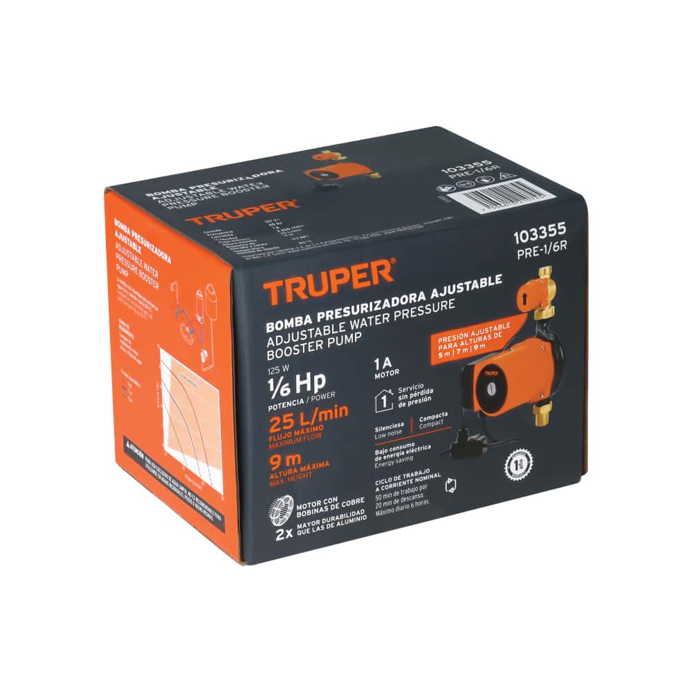Bomba presurizadora ajustable 1/6 HP Truper PRE-1/6R - Miniatura 2