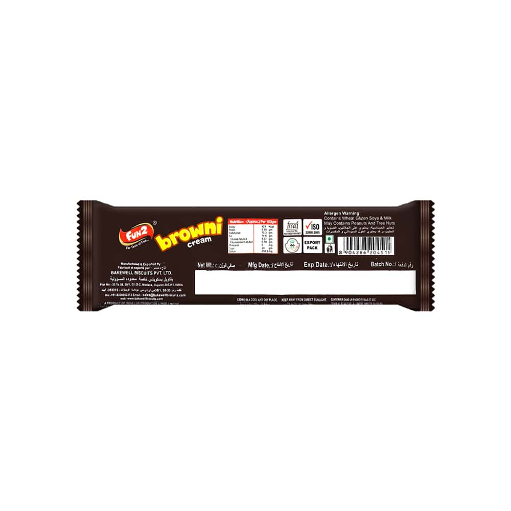 Galletas de chocolate rellenas con crema sabor naranja Browni Cream Fun2 (55 g / 1.94 oz) - Miniatura 2