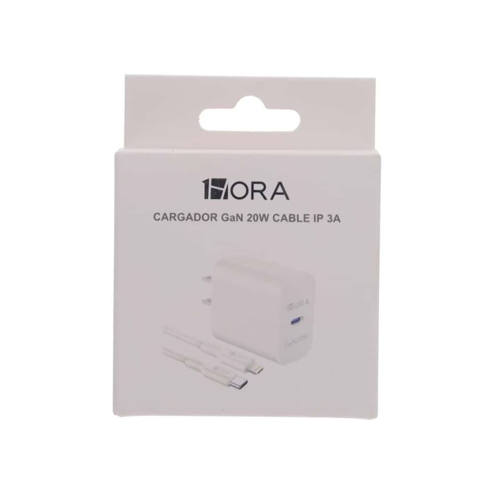 Cargador blanco IP tipo C 20 W 1Hora GAR154 - Miniatura 1