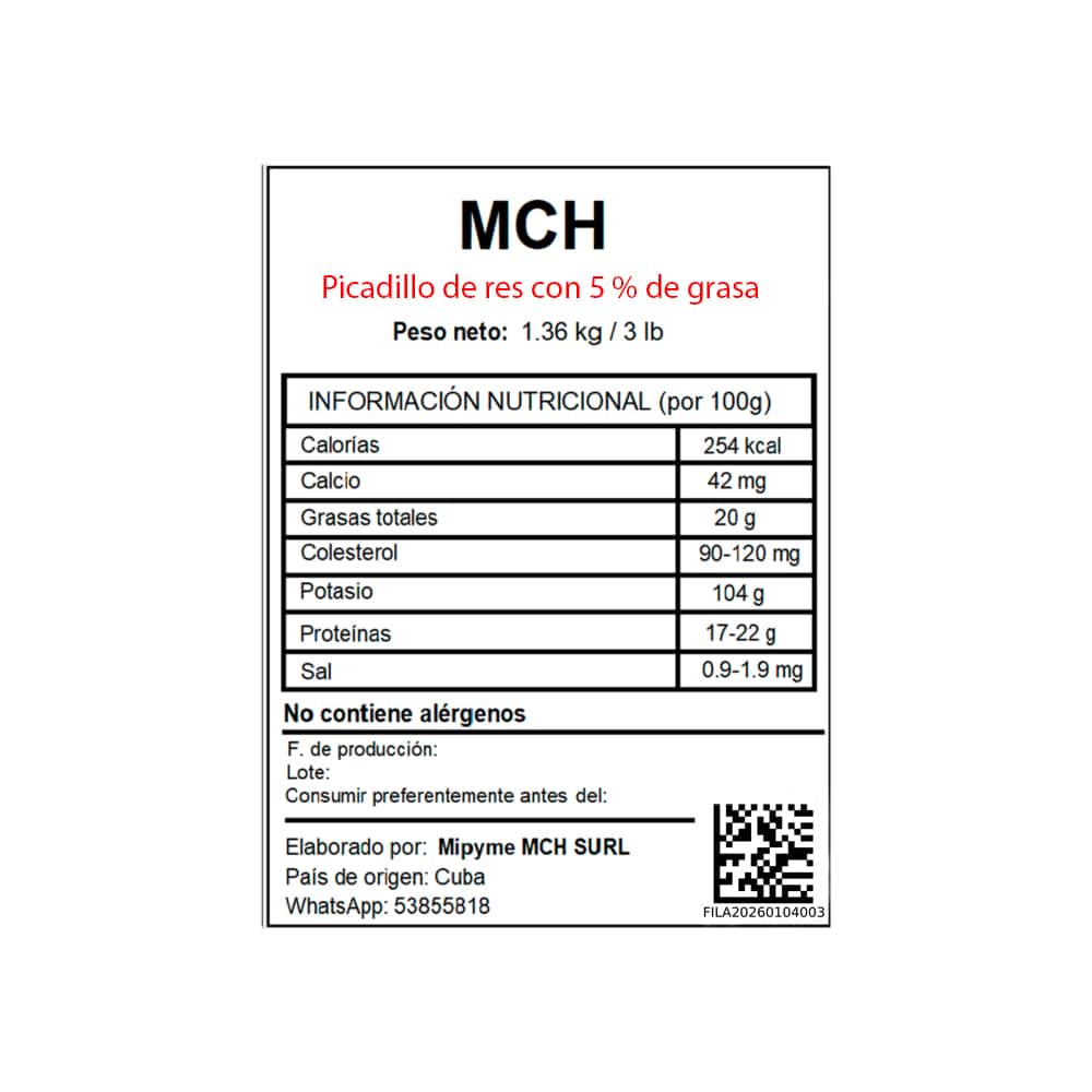 Picadillo de res con 5 % de grasa MCH (1.36 kg / 3 lb) - Miniatura 2