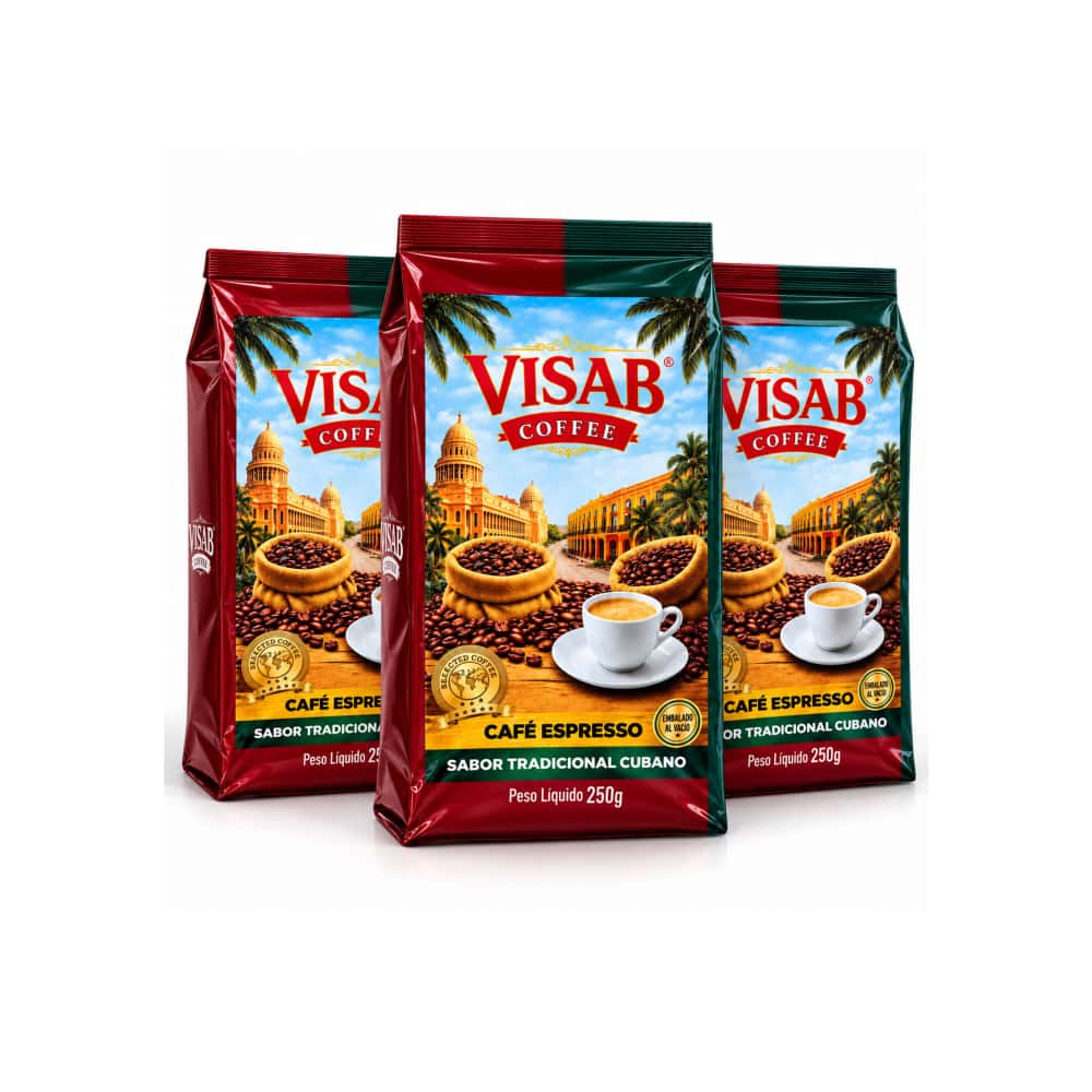 Café espresso sabor tradicional cubano Visab Coffee (3 x 250 g / 8.81 oz) - Miniatura 1