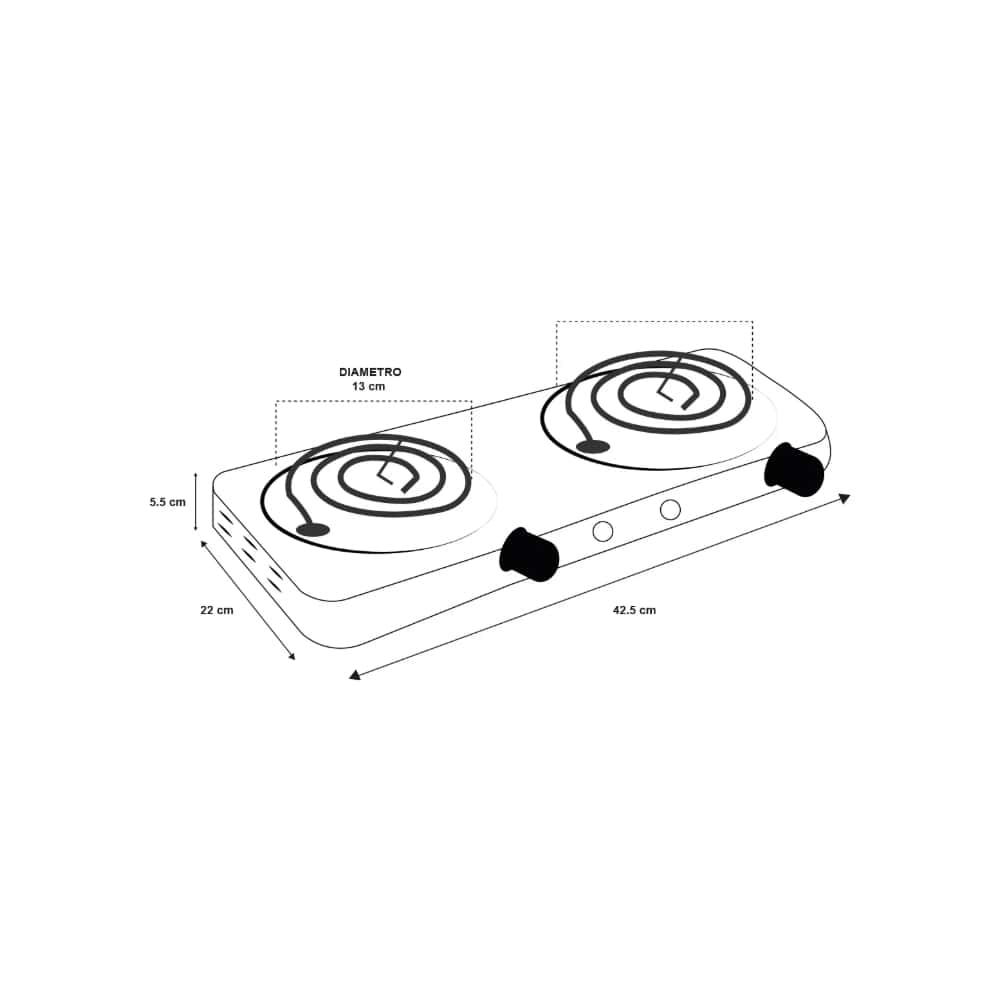 Parrilla eléctrica doble resistencia en espiral 2000 W RCA RC2000A - Miniatura 2