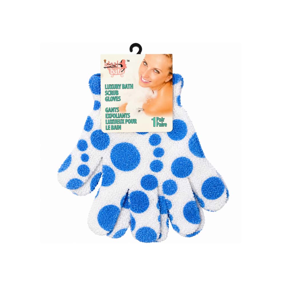 Guantes exfoliantes de baño de lujo con diseño de bolas azul Ideal Bath (1 U) - Miniatura 1