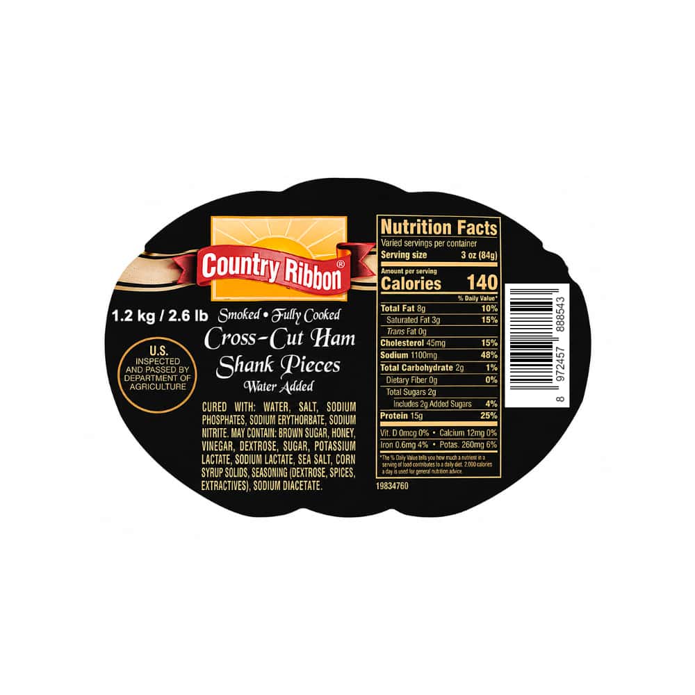 Piezas de codillo de jamón ahumado Country Ribbon (1.2 kg / 2.6 lb) - Miniatura 2