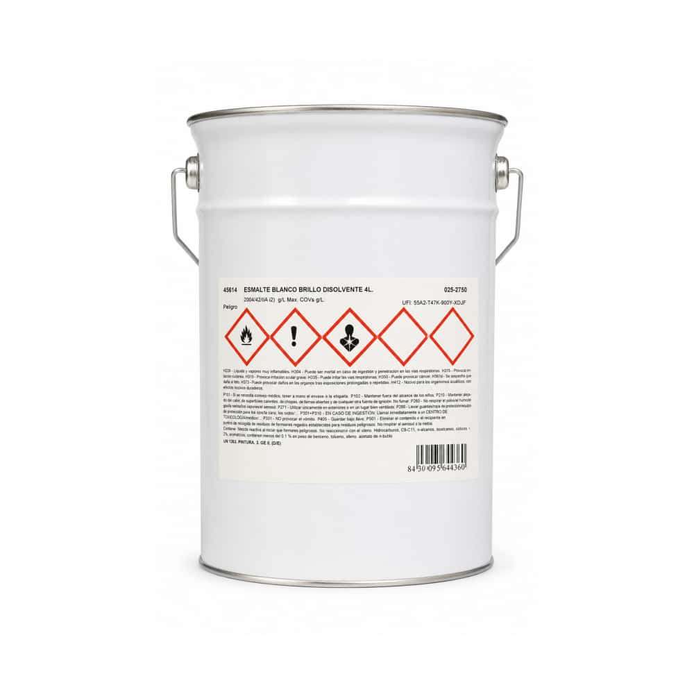 Pintura esmalte blanco brillo disolvente Romysen (4 L) - Miniatura 1
