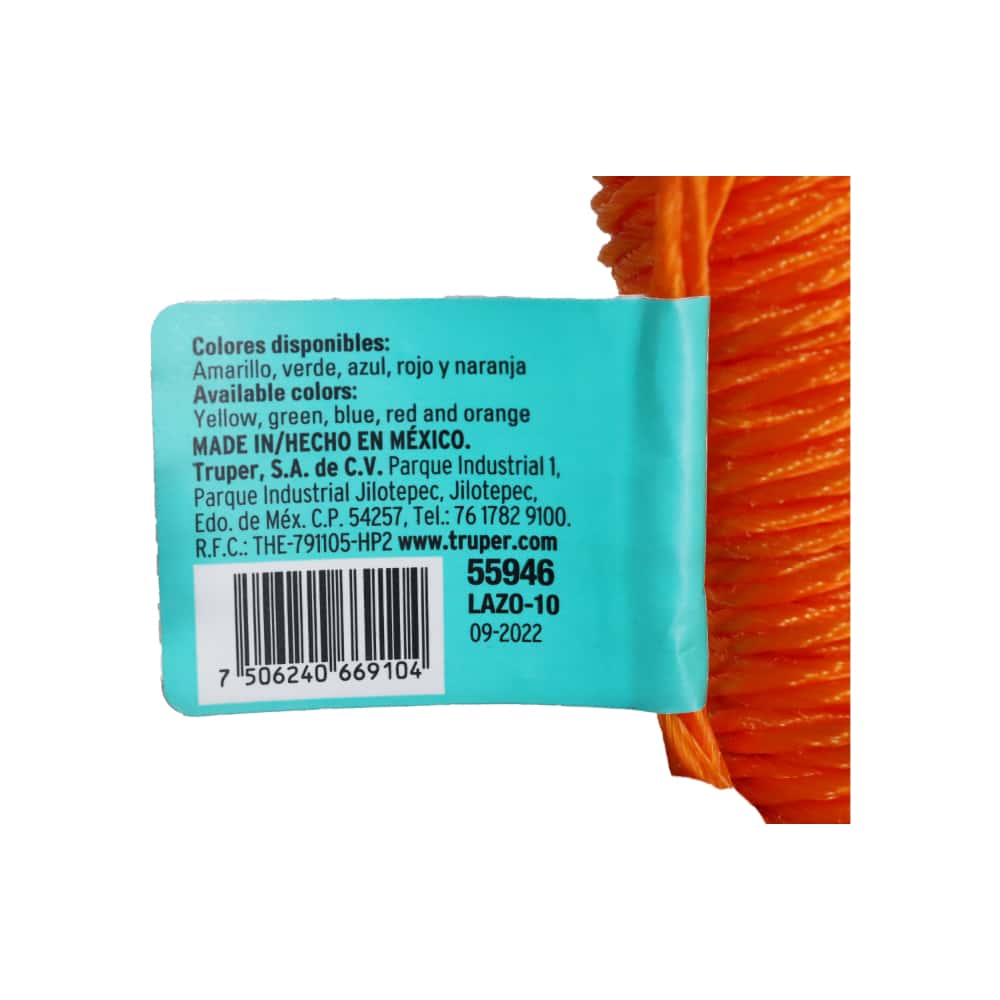 Lazo para tendedero de 10 m de largo color naranja Klintek - Miniatura 5