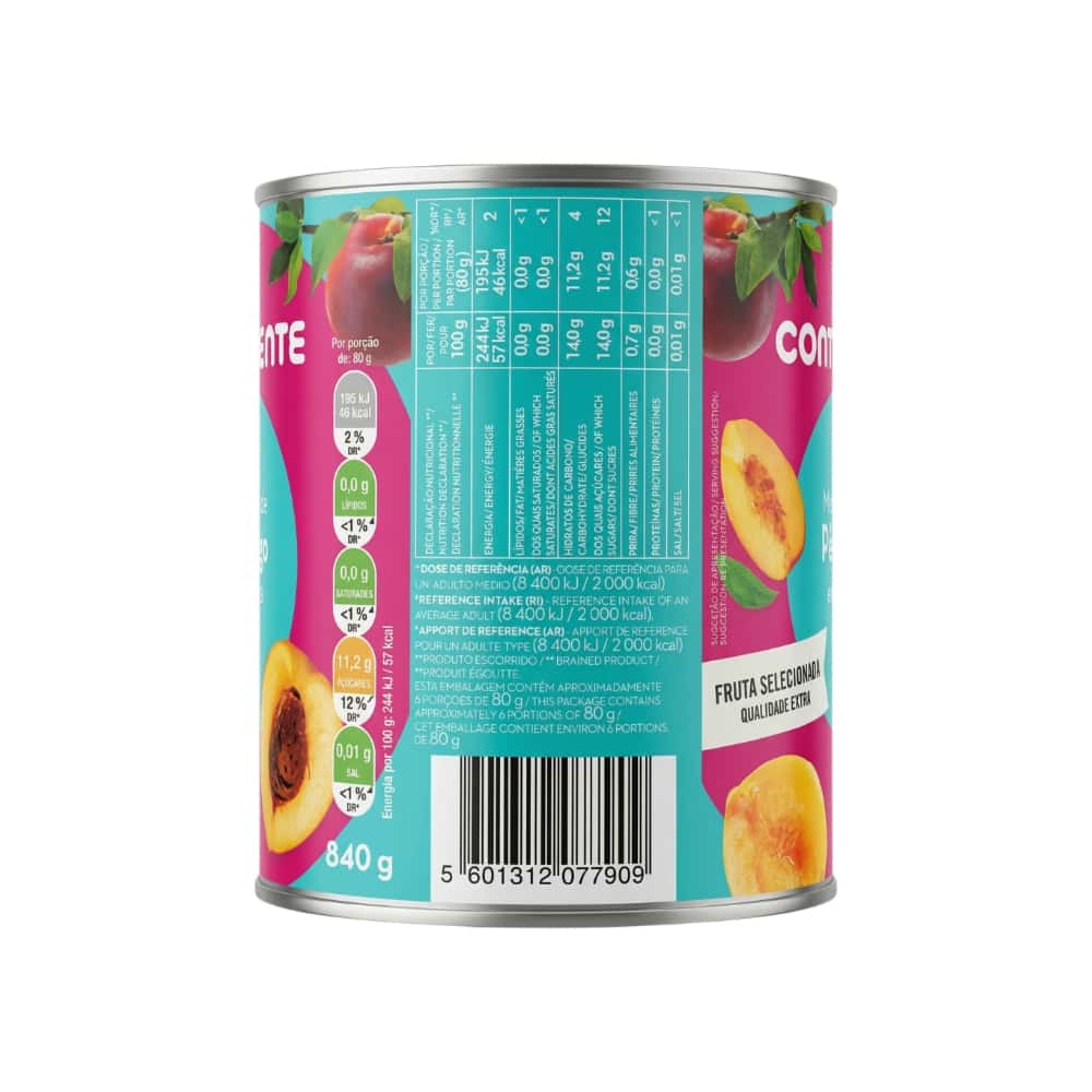 Mitades de melocotón en almíbar Continente (840 g / 1.85 lb) - Miniatura 2
