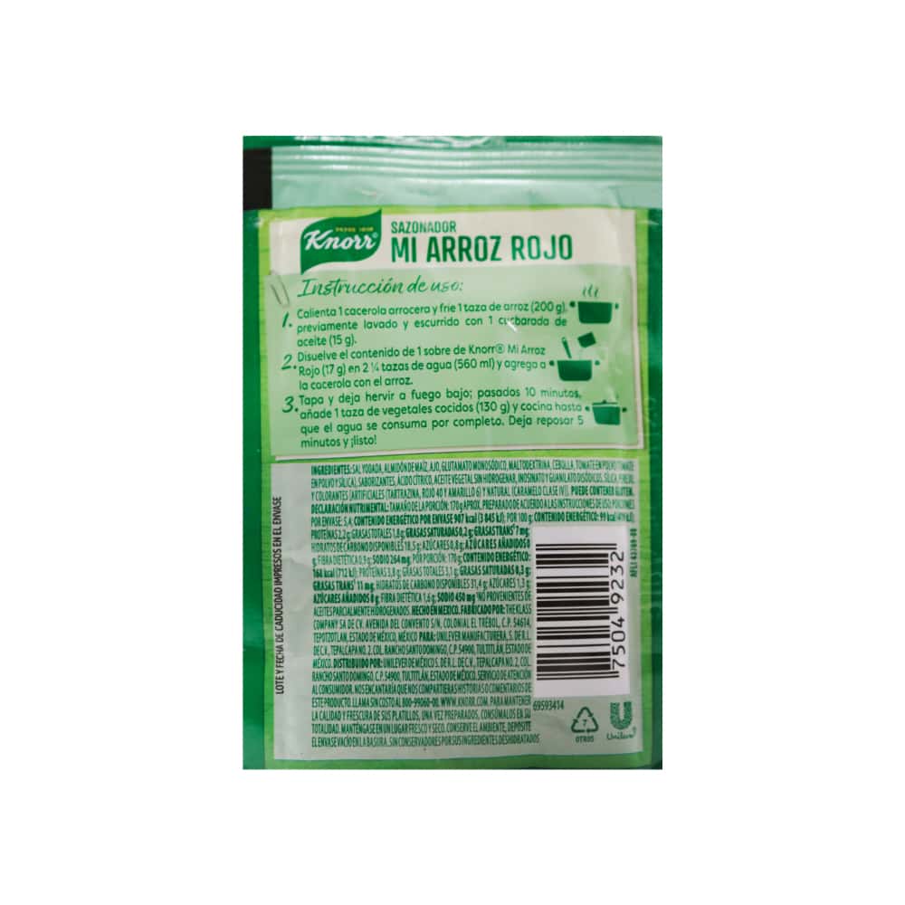 Sazonador para arroz rojo Knorr (17 g / 0.60 oz) - Miniatura 4