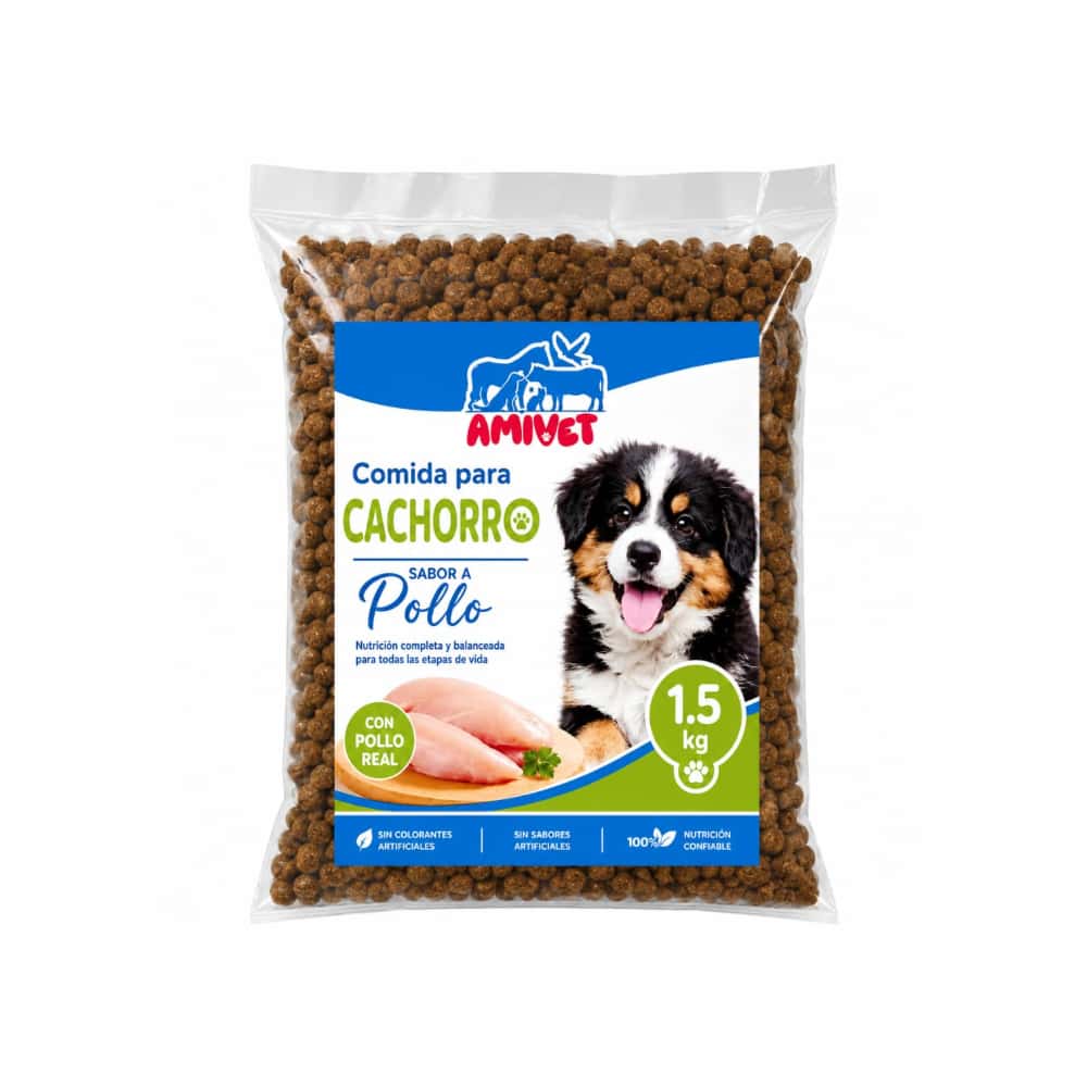 Pienso para perros cachorros sabor a pollo Amivet (1.5 kg / 3.30 lb) - Miniatura 1