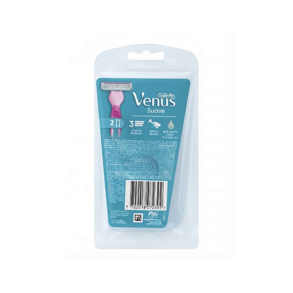 Máquinas de afeitar de 3 hojas desechables Gillette Venus Suave (2 U) - Miniatura 3