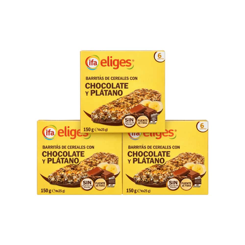 Barritas de cereales con chocolate y plátano IFA Eliges (3 x 150 g / 5.29 oz) - Miniatura 1
