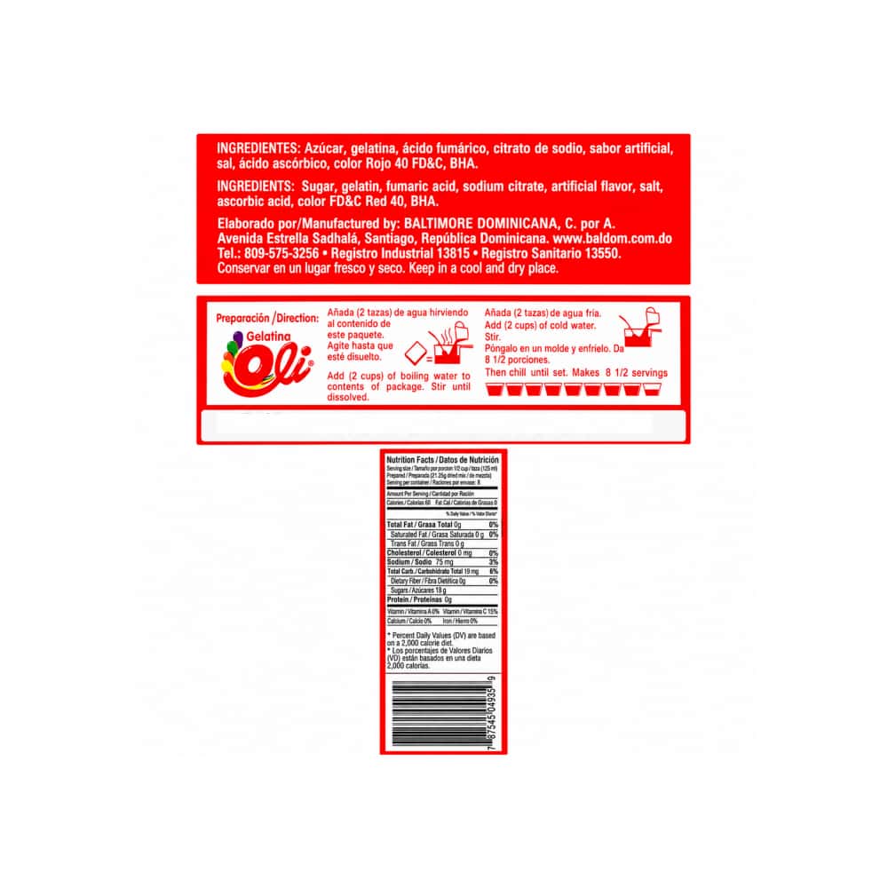 Gelatina sabor frambuesa Oli (170 g / 6 oz) - Miniatura 3