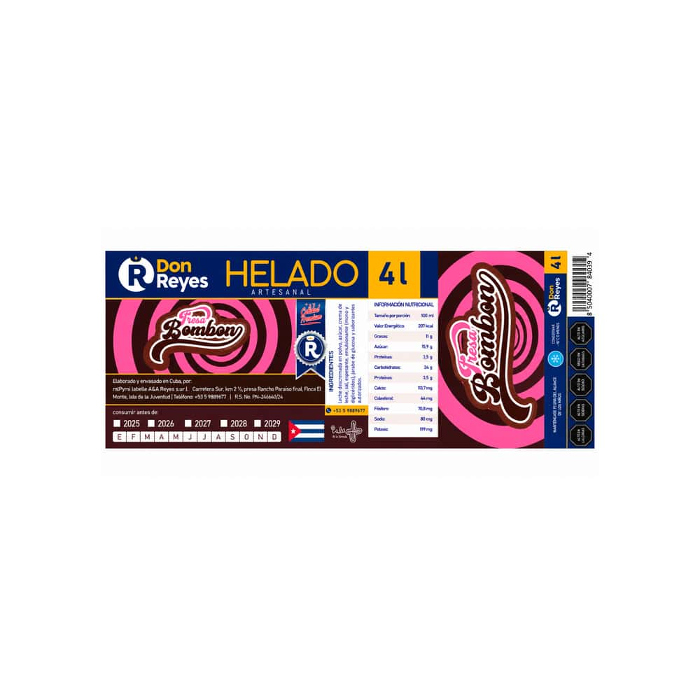 Helado artesanal sabor fresa bombón Don Reyes (4 L) - Miniatura 4