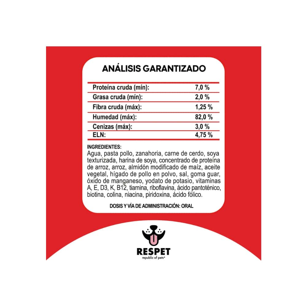 Alimento húmedo para perro adulto con carne y vegetales Respet (100 g / 3.52 oz) - Miniatura 3