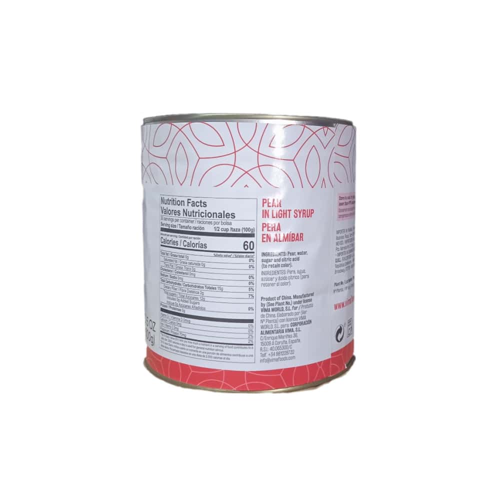 Pera en almíbar Vima Foods (3 kg / 6.6 lb) - Miniatura 4