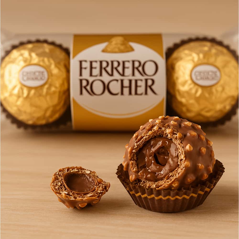 Bombones de chocolate con avellana y galleta Ferrero Rocher (3 x 37.5 g / 1.32 oz) - Miniatura 4