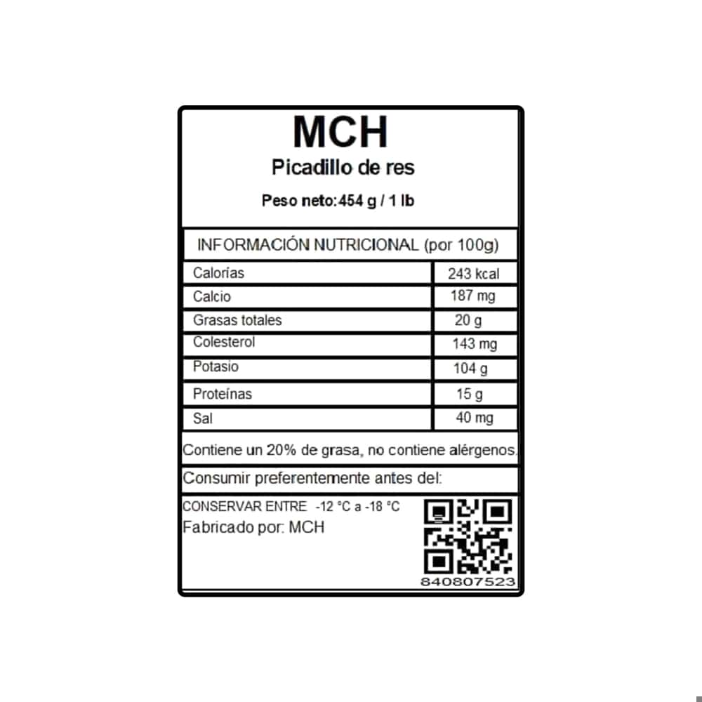 Picadillo de res 20 % de grasa MCH (454 g / 1 lb) - Miniatura 3