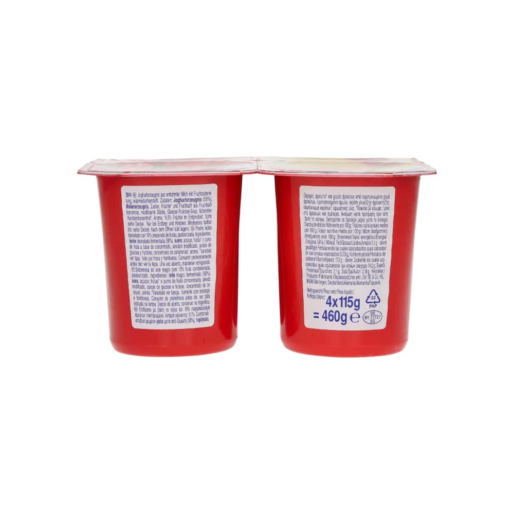 Yogurt pasteurizado sabor frambuesa y melocotón Zottis (4 x 115 g / 4.05 oz) - Miniatura 3