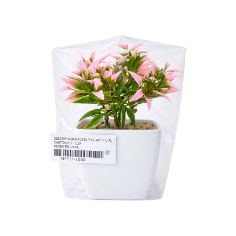 Maceta con plantas artificial verde y rosado Tiara - Miniatura 3
