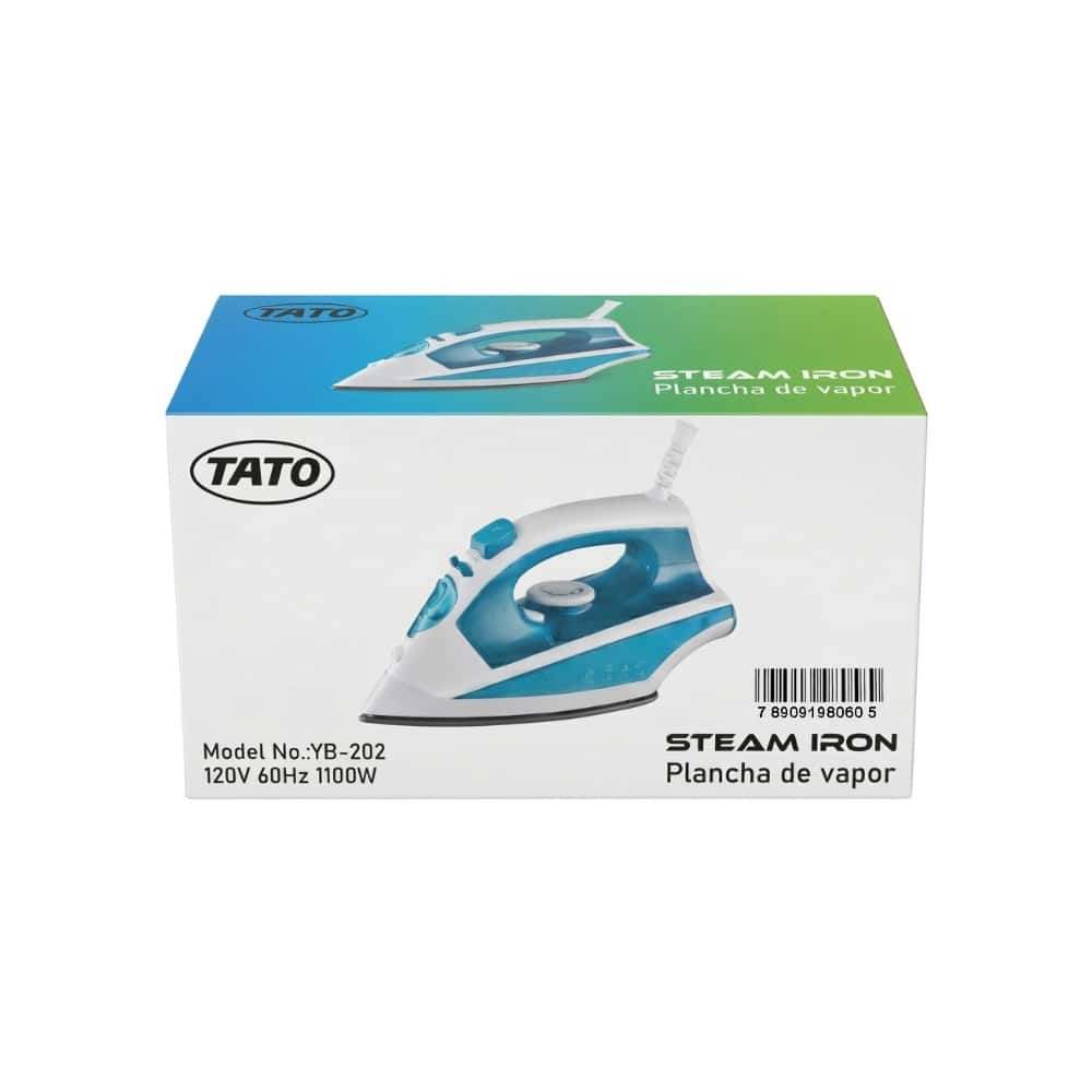 Plancha de vapor eléctrica blanca y azul TATO YB-202 - Miniatura 2