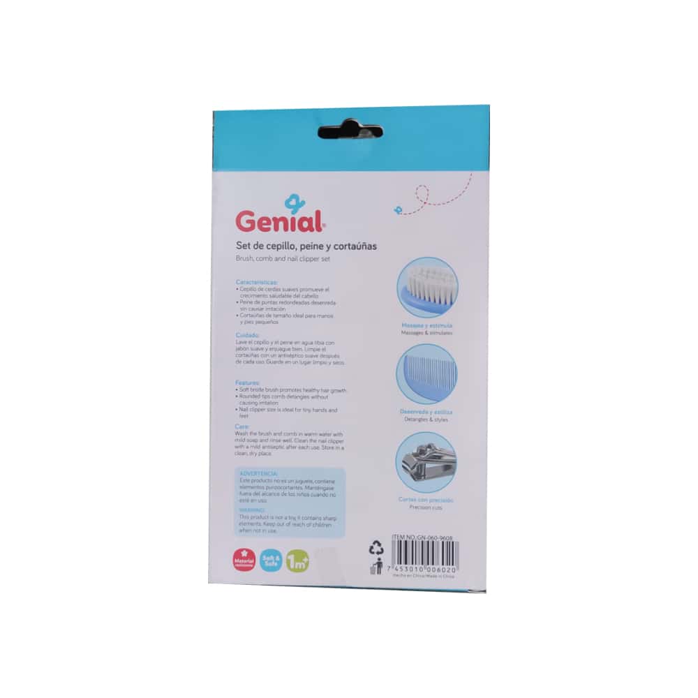 Set de cepillo, peine y corta uñas para bebé Genial - Miniatura 2