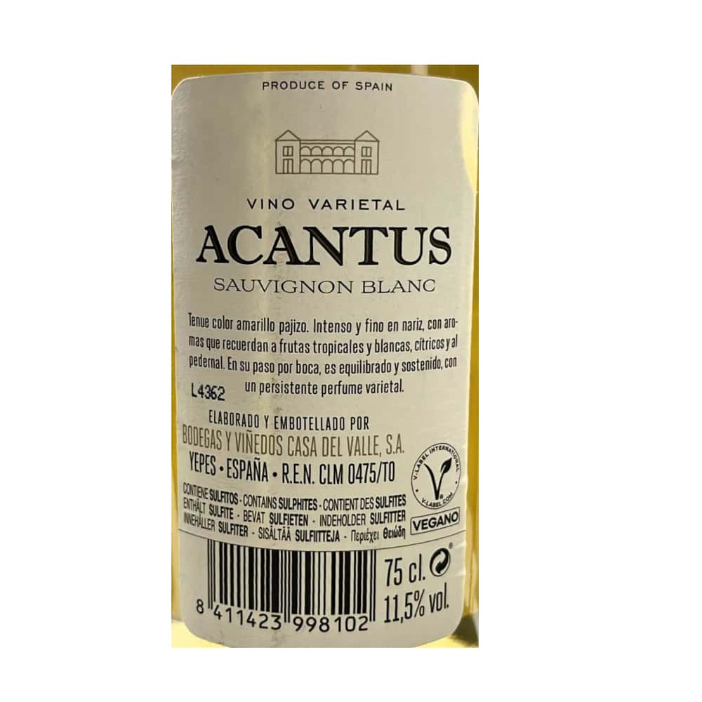 Vino blanco Sauvignon Acantus (750 ml) - Miniatura 6