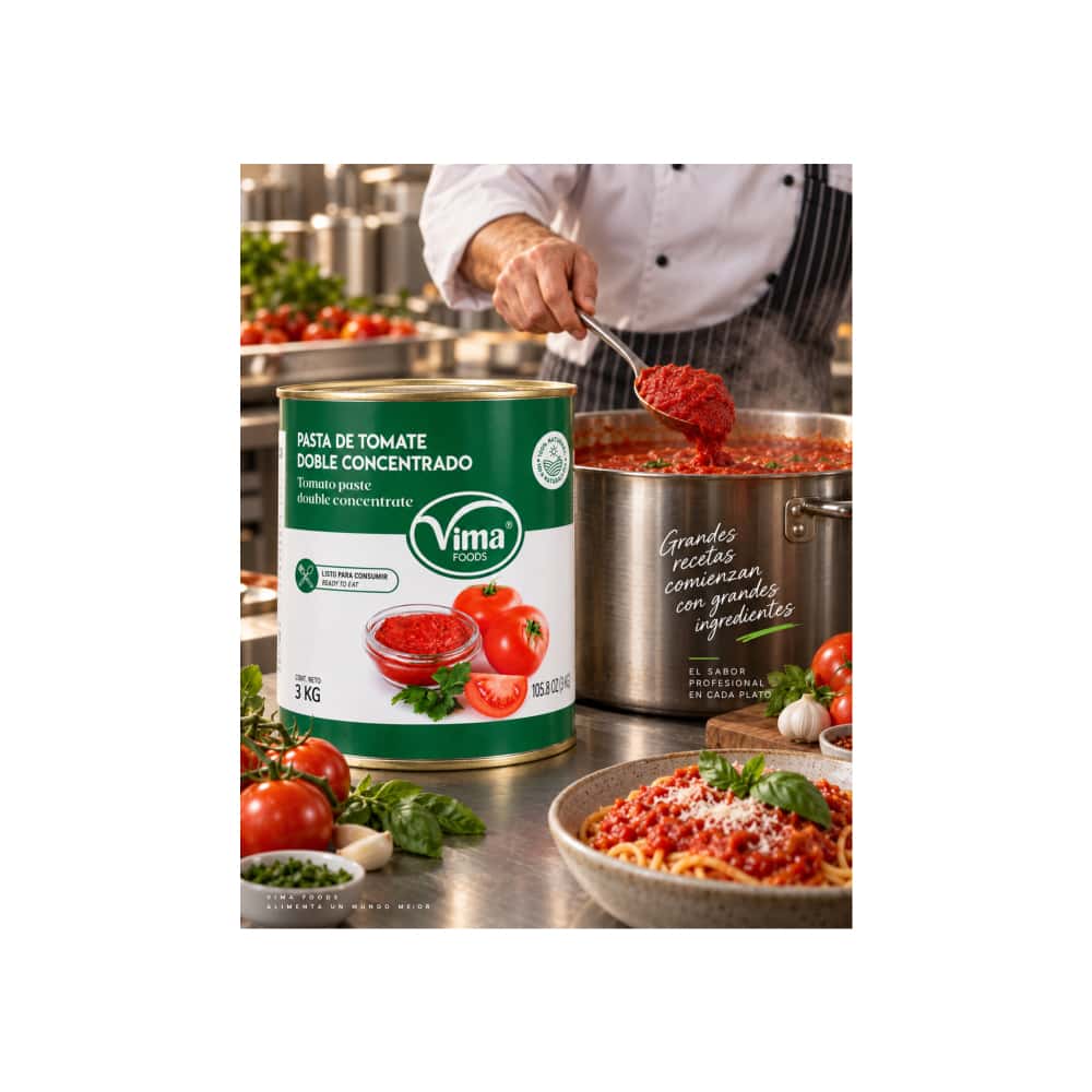 Pasta de tomate doble concentrado Vima Foods (3 kg / 6.61 lb) - Miniatura 4
