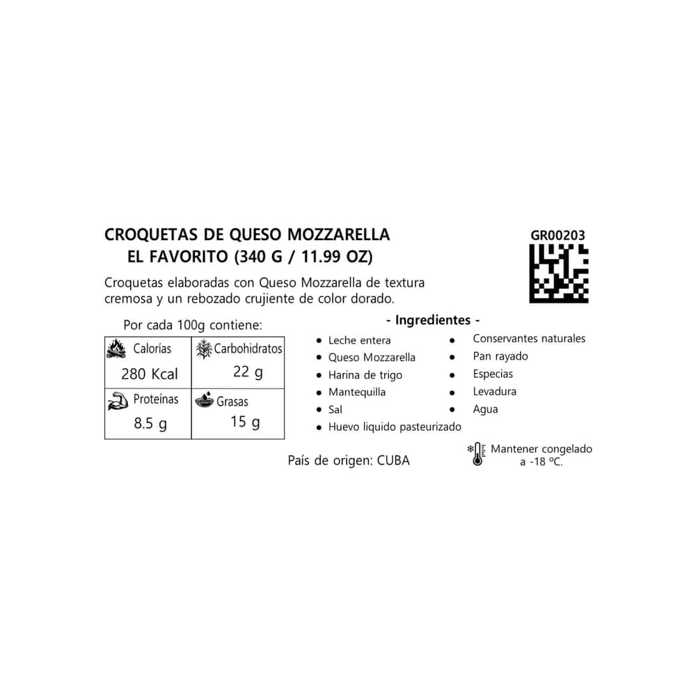 Croquetas de queso mozzarella El Favorito (340 g / 11.99 oz) - Miniatura 2