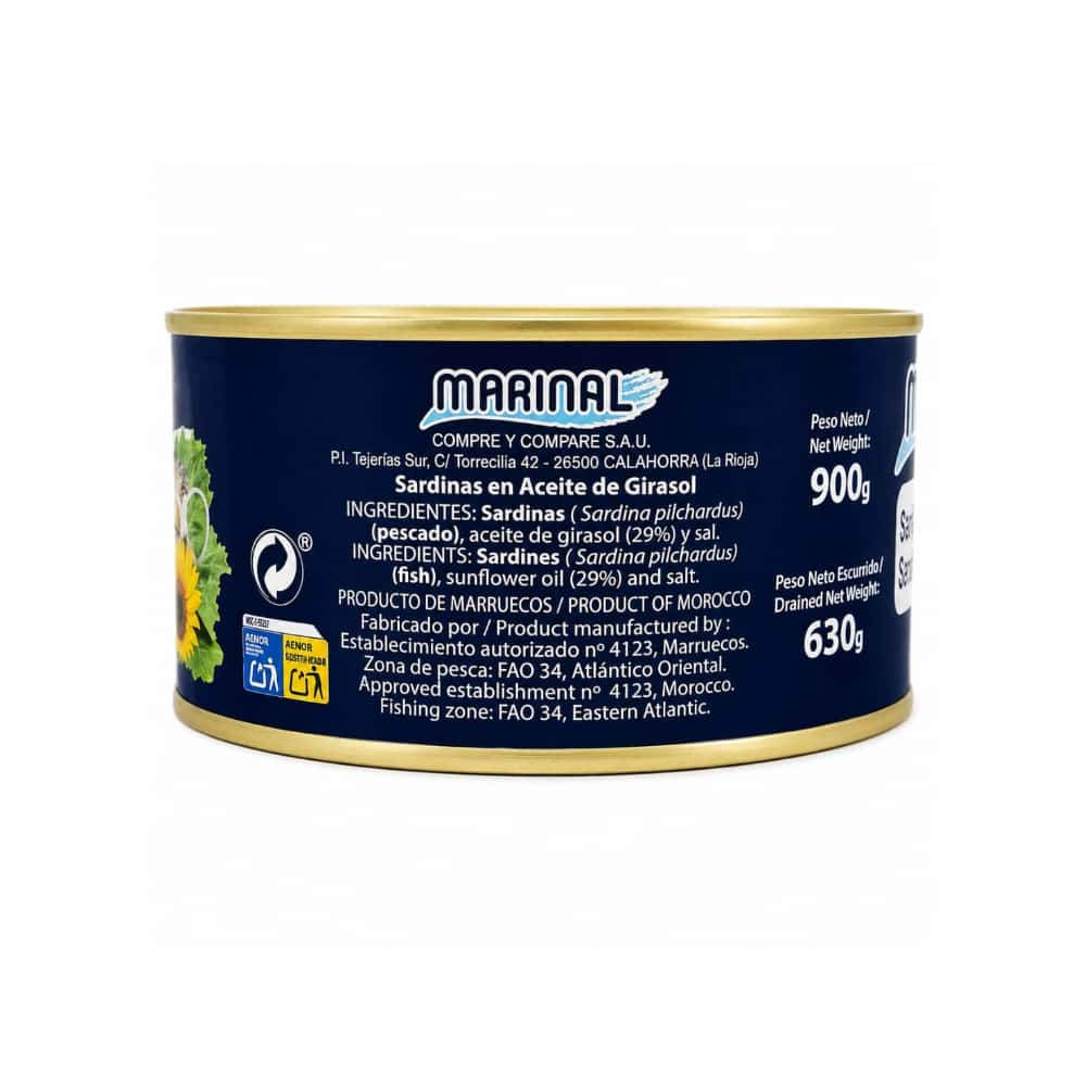Sardinas en aceite de girasol Marinal (900 g / 1.98 lb) - Miniatura 2