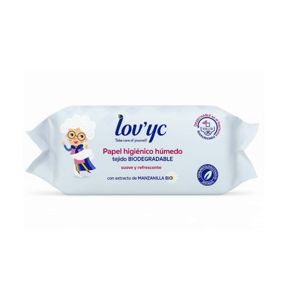 Toallitas de papel higiénico húmedo biodegradables Lov’yc (5 x 80 U) - Miniatura 3