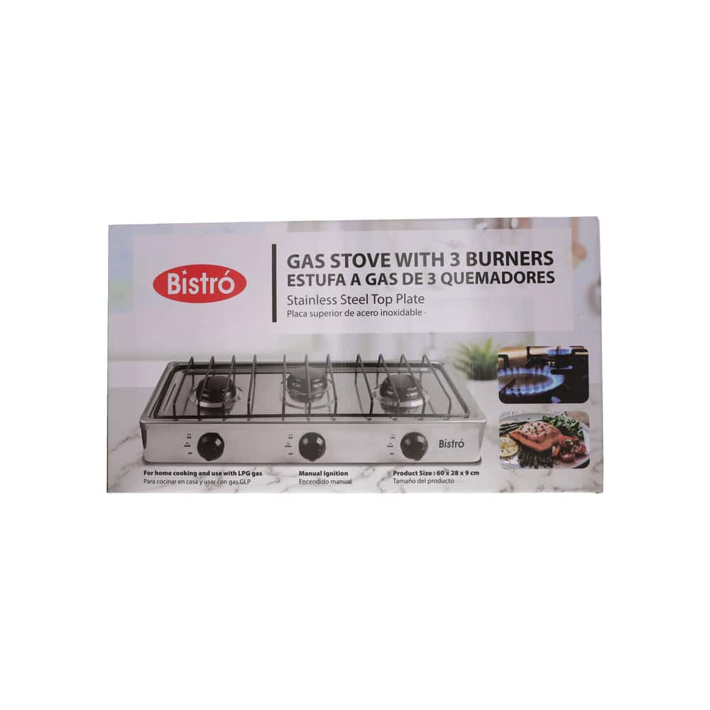 Estufa de mesa a gas con 3 quemadores color plateado Bistró 963-2402107 - Miniatura 4
